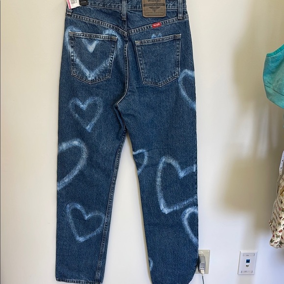 Wrangler Blue Straight Leg Jeans with Heart Design - Picture 3 of 6